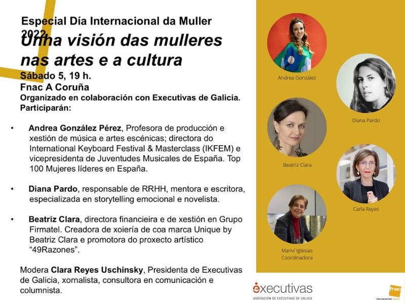 Executivas de Galicia imparte la charla “Una visión de las mujeres en las artes y en la cultura” en Fnac A Coruña